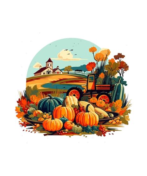 Premium Vector | Autumn harvesting scene harvest farmhouse scene autumn farmhouse illustration ...