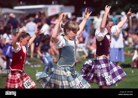 Young girls competing in a Scottish highland dancing competition part Stock Photo, Royalty Free ...