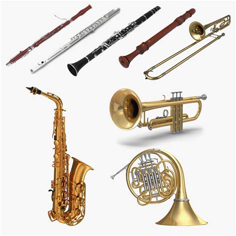 Wind musical instruments 4 model - TurboSquid 1345088