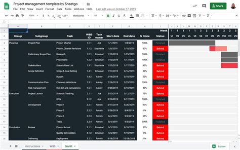 Project management template in Google Sheets - Sheetgo Blog