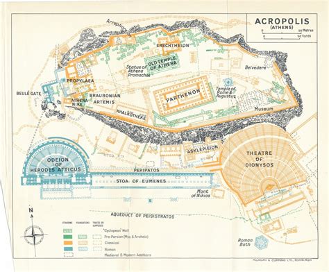 1967 Acropolis of Athens Greece Vintage Map - Etsy