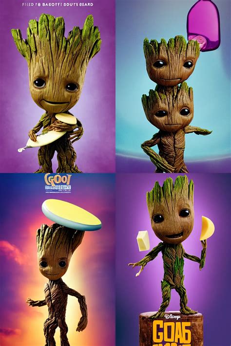 little Groot with one head is riding a surfboard | Stable Diffusion | OpenArt