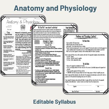 Anatomy and Physiology Syllabus-Editable by MK Science Lab | TPT