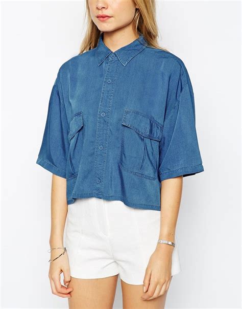 ASOS Denim Cropped Shirt at asos.com | Cropped denim, Crop shirt, Asos denim