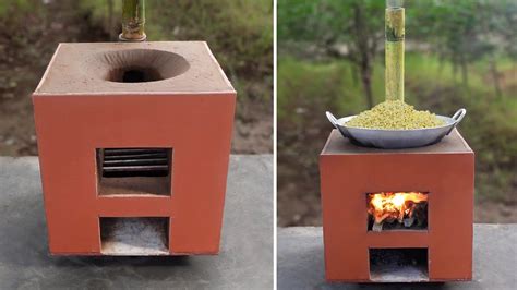 Building Simple Outdoor Smokeless Firewood Stove|How to make popcorn from traditional firewood ...