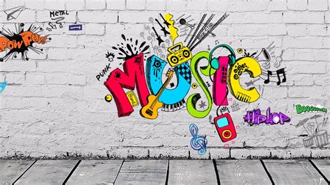 graffiti, wall, street art, street, music, 1080P HD Wallpaper