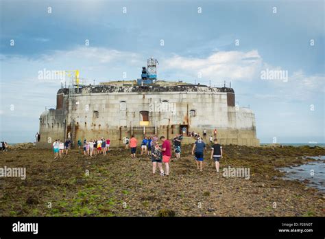 Bembridge and St Helens Fort Walk 2017 on the Isle of Wight, UK. The fort is located in the ...