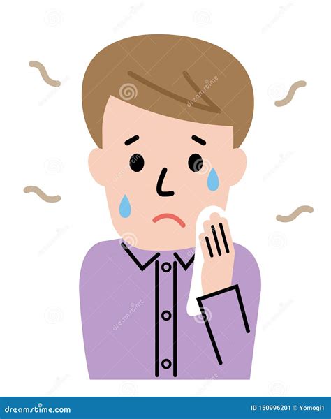 Sweating Young Man Wiping His Face. Simple Cute Character Cartoon Illustration Stock Vector ...