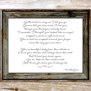 My Little Girl Tim Mcgraw Song Lyrics Poster Digital Print Printable - Etsy