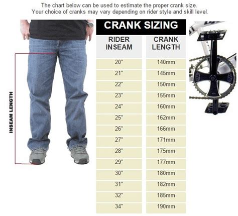 BMX Crank Size Chart