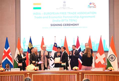 India-EFTA signs $100-billion Trade and Economic Partnership Agreement - India Shipping News