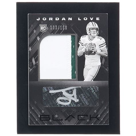 Jordan Love 2020 Panini Black #204 Jersey Autograph #103/199 RC ...