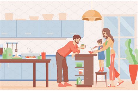 Family time vector flat illustration | Food Illustrations ~ Creative Market