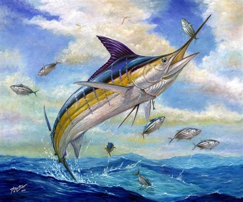 The Blue Marlin | Fish art, Animal paintings, Marine art