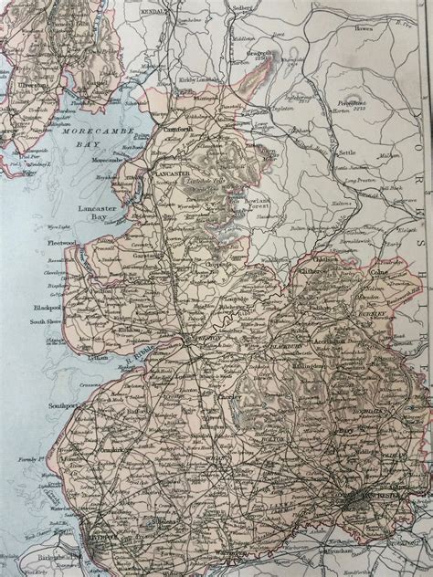 1875 LANCASHIRE Original Antique Map - UK County, cartography ...