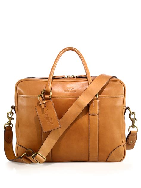 Polo Ralph Lauren Leather Commuter Bag in Brown for Men | Lyst