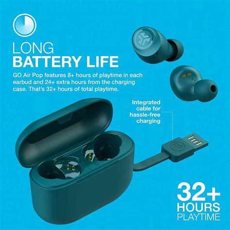 JLab Go Air Pop True Wireless Bluetooth Earbuds with Charging Case - Teal