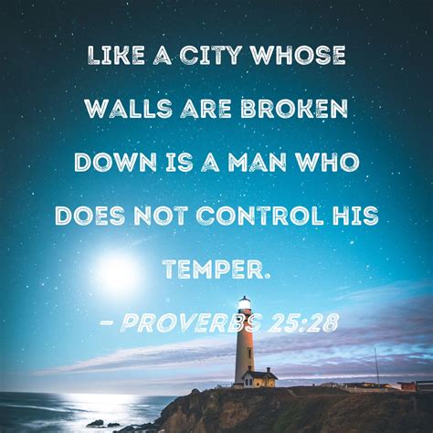 Proverbs 25:28 Like a city whose walls are broken down is a man who ...