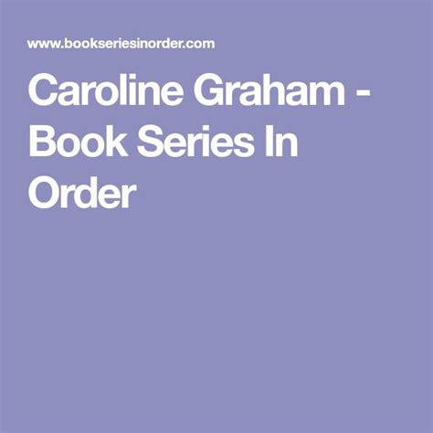 Caroline Graham - Book Series In Order | Book series, Graham, Caroline