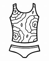 Coloring Swimsuit Pages Girl Suit Bathing Wearing Bikini Drawing  sketch template