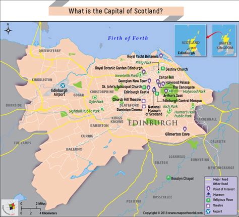 Map of Edinburgh, the capital city of Scotland - Answers