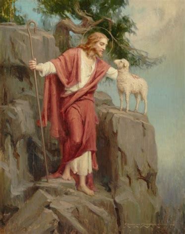 Jesus And The Lost Sheep Painting at PaintingValley.com | Explore ...