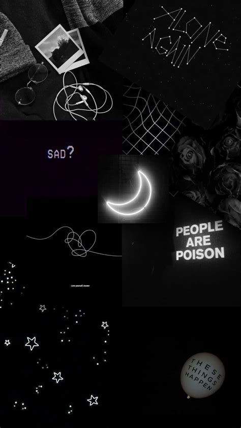 Download Dark Black Aesthetic Collage Poster Background | Wallpapers.com