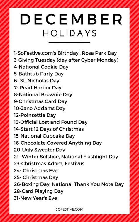 December Holidays - Unique & Fun Daily Holidays- So Festive! | Silly ...