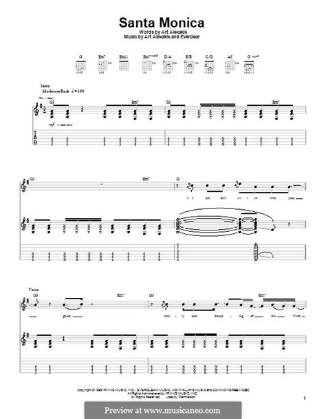 Santa Monica (Everclear) by A. Alexakis - sheet music on MusicaNeo