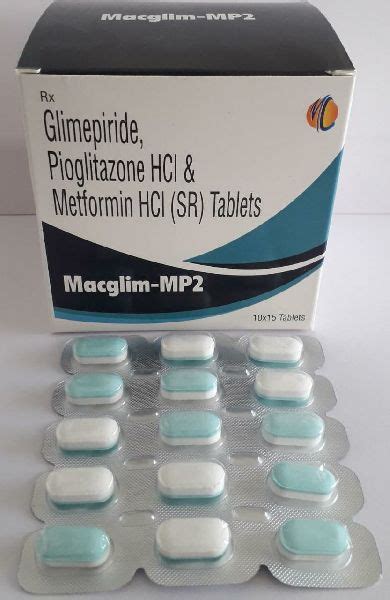 Glimepiride 2mg Metformin Hcl (Sr) 500mg Pioglitazone Hcl 15mg Tab Manufacturer, Supplier from ...