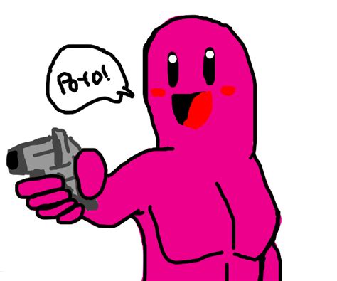 Cursed kirby with a gun - Drawception