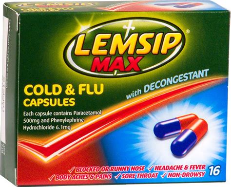 Lemsip Max Cold & Flu Decongestant Capsules 16pk