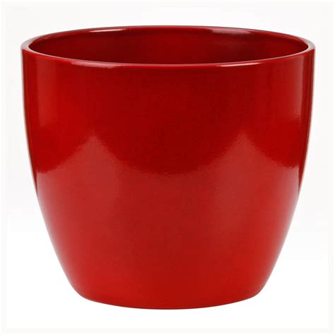 9.75-in x 8.75-in Energy Red Ceramic Planter at Lowes.com