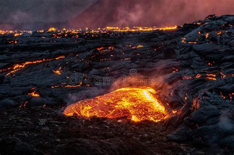 Close-up View of the Lava Flow of the Newest Eruption Site in ...