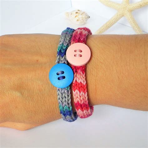 SALE I-cord bracelet pair cotton bangle knitted bracelet