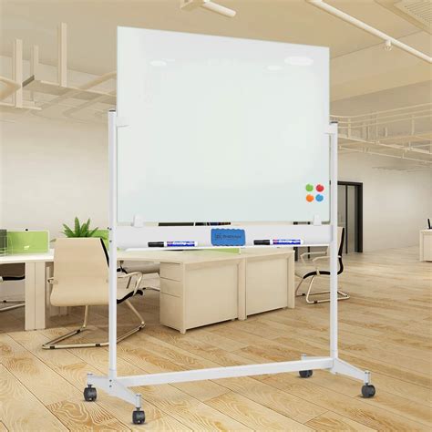 Mobile Glass Dry Erase Board with Stand, Large Magnetic Whiteboard – OfficeTopify