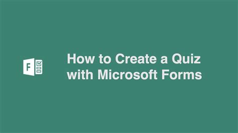 How to Create a Quiz with Microsoft Forms - YouTube