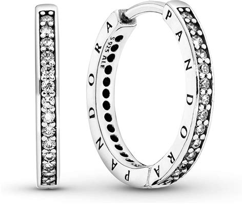 Amazon.com: Pandora Jewelry Pandora Silver Hoop Cubic Zirconia Earrings in Sterling Silver (2 ...