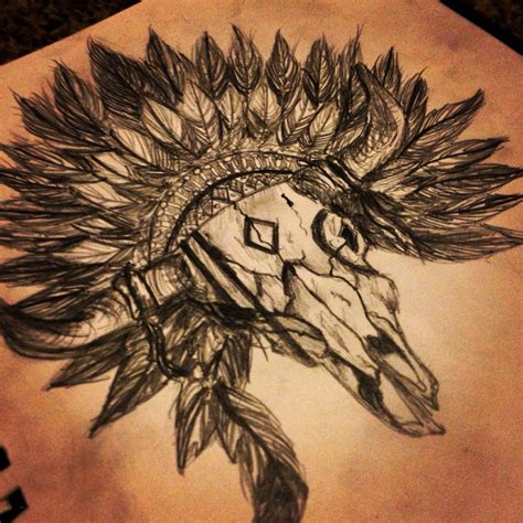 Bull skull with a head dress, custom design. BY DARBY BOREN | Cow skull tattoos, Bull tattoos ...