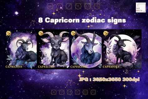 Capricorn Zodiac Purple Black Background Graphic by Artsiri51 · Creative Fabrica