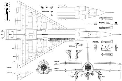 Convair F-102 Delta Dagger Blueprint - Download free blueprint for 3D modeling