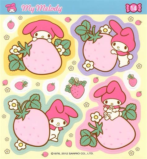 hello kitty strawberry sticker sheet