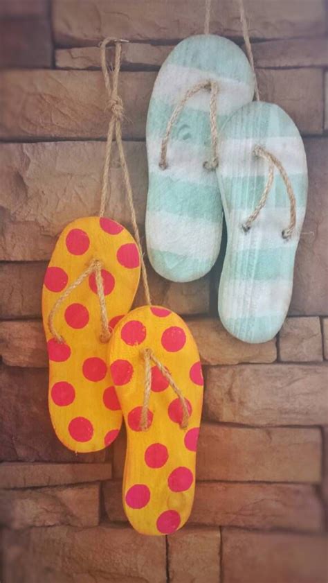 Flip Flop Decor Wooden Flip Flops Summer Decorations | Etsy in 2021 | Flip flop wreaths ...