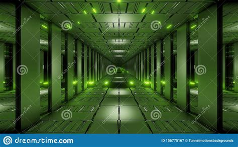 Green Tunnel Corridor 3d Rendering Illustration Background Wallpaper ...