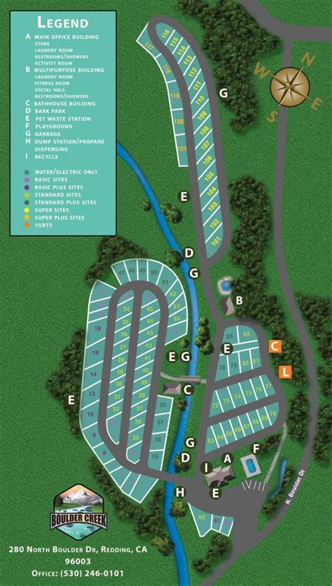 Park Map | Boulder Creek RV Resort - Redding, CA