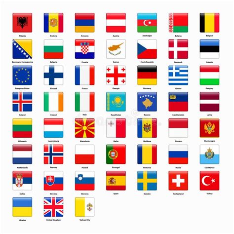 Sistema De Las Banderas De Todos Los Países De Europa Ilustración del ...