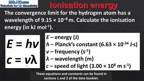 S1.3.6 Calculating ionisation energy (HL) - YouTube