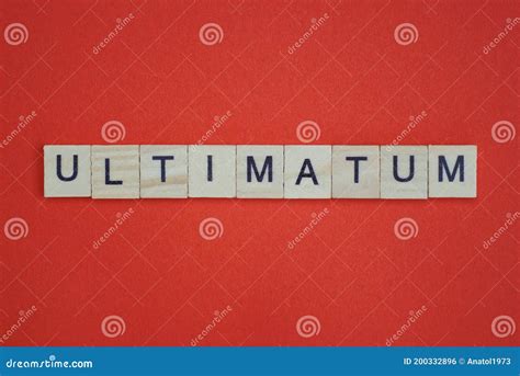 Text the Word Ultimatum from Gray Wooden Small Letters Stock Photo ...