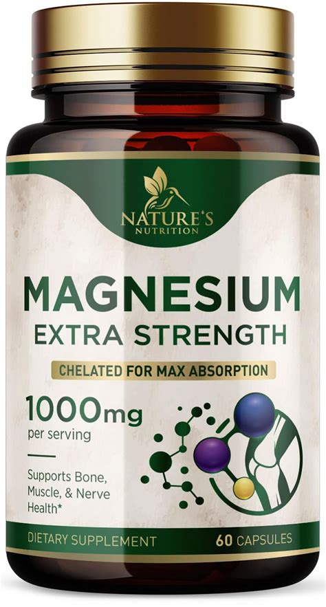 Magnesium Pills Extra Strength 1000mg - Chelated for Ultra Absorption ...