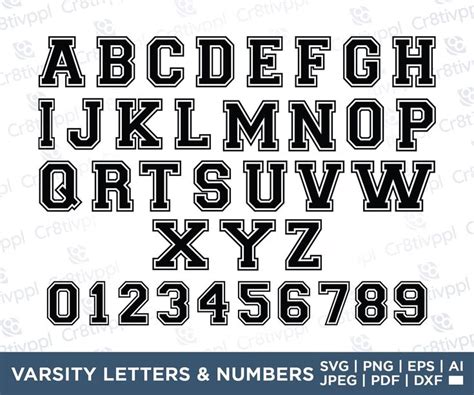 Varsity Font Svg, Block Font Svg, College font, University font ...